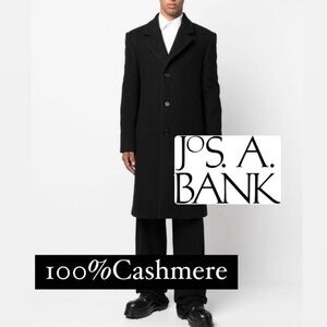 Jos. A Bank Men's 42R Signature Collection 100% Cashmere BLACK Top Coat Overcoat